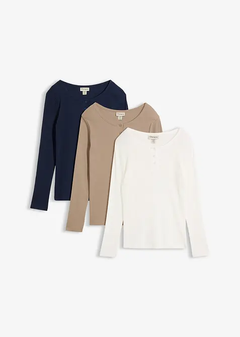 Ribbad farfarstr&ouml;ja i ekologisk bomull (3-pack), bonprix