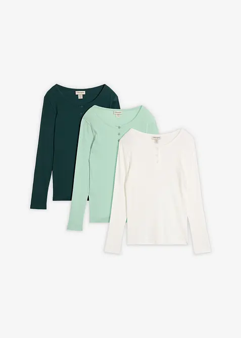 Ribbad farfarstr&ouml;ja i ekologisk bomull (3-pack), bonprix