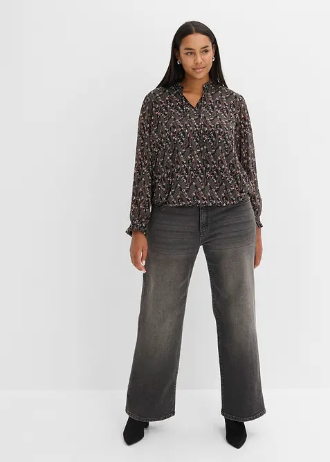 Blus av l&auml;tt chiffong, bonprix