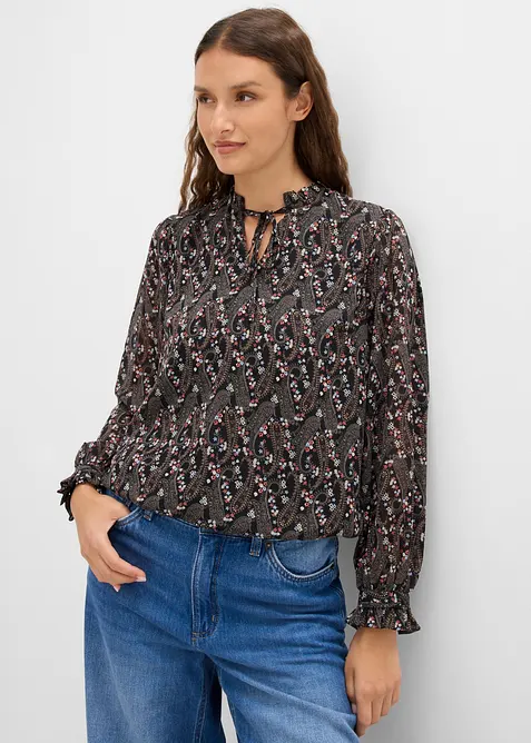 Blus av l&auml;tt chiffong, bonprix