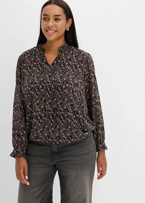 Blus av l&auml;tt chiffong, bonprix