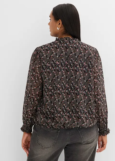 Blus av l&auml;tt chiffong, bonprix