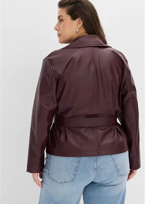 Kort trenchcoat i skinnimitation, bonprix