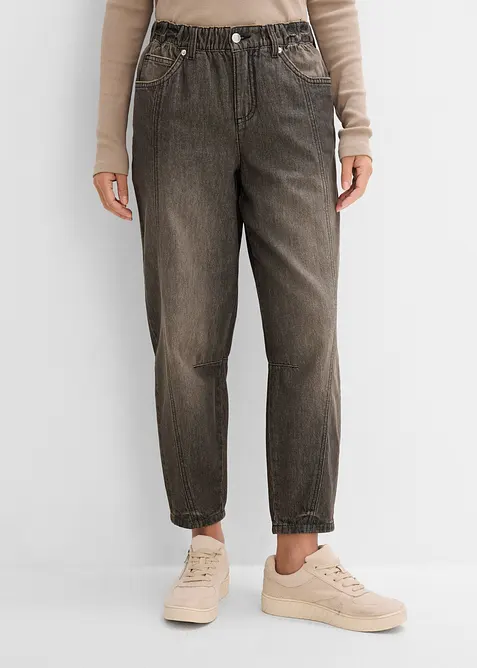 Barrel Jeans Mid Waist, med bekv&auml;m midja, bonprix