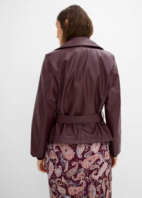 Kort trenchcoat i skinnimitation, bonprix