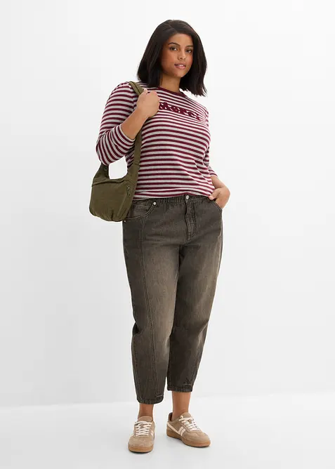 Barrel Jeans Mid Waist, med bekv&auml;m midja, bonprix