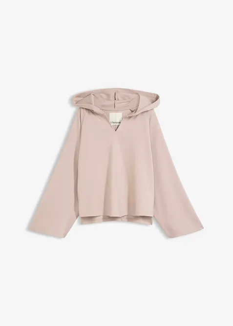 L&aring;ng&auml;rmad topp med huva, bonprix