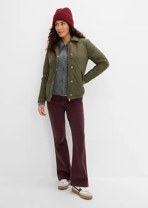 Quiltad jacka i materialmix med yllelook, bonprix