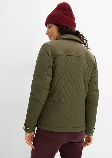 Quiltad jacka i materialmix med yllelook, bonprix