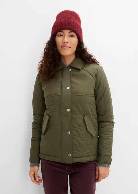 Quiltad jacka i materialmix med yllelook, bonprix