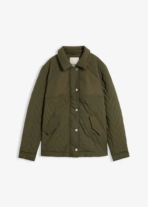 Quiltad jacka i materialmix med yllelook, bonprix