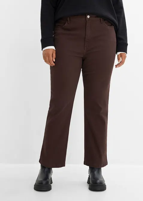 Twillbyxa i kort bootcut-modell av bomullsmix, bonprix
