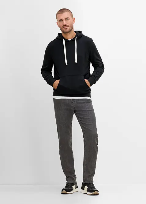 Sweatshirt med huva i ren bomull, bonprix