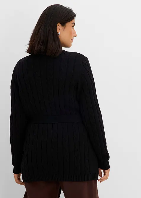 L&aring;ng cardigan med fl&auml;tstickning, bonprix