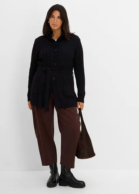 L&aring;ng cardigan med fl&auml;tstickning, bonprix