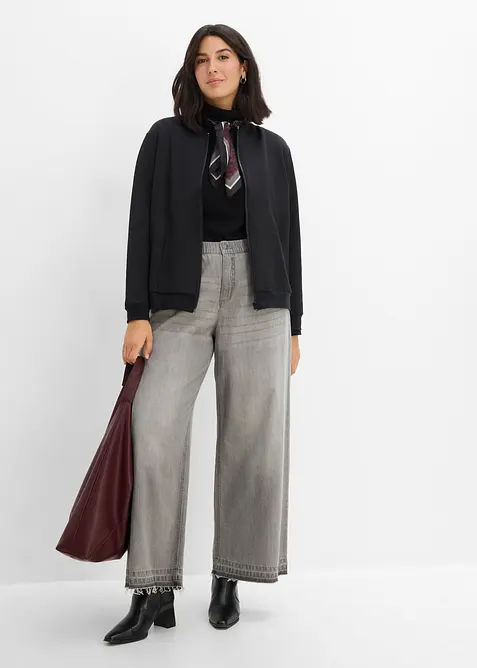 Wide Leg-jeans Mid Waist, med bekv&auml;m midja, bonprix