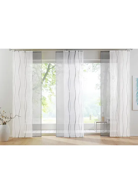 Set med panelgardiner, enf&auml;rgad + m&ouml;nstrad (2-pack), bonprix