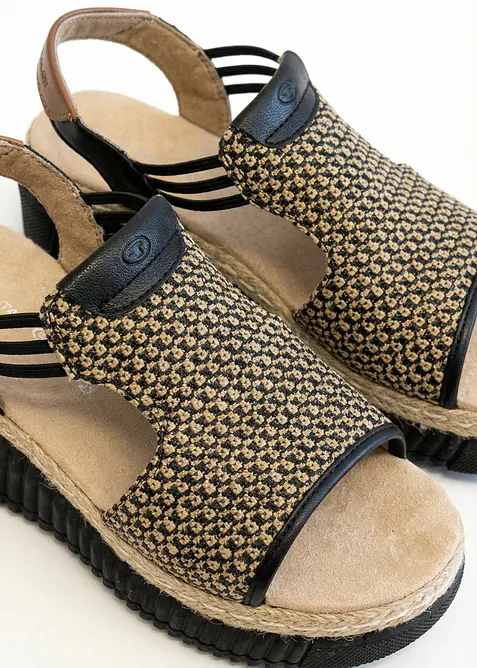 Sandalett med kilklack i baststil fr&aring;n Tom Tailor, Tom Tailor