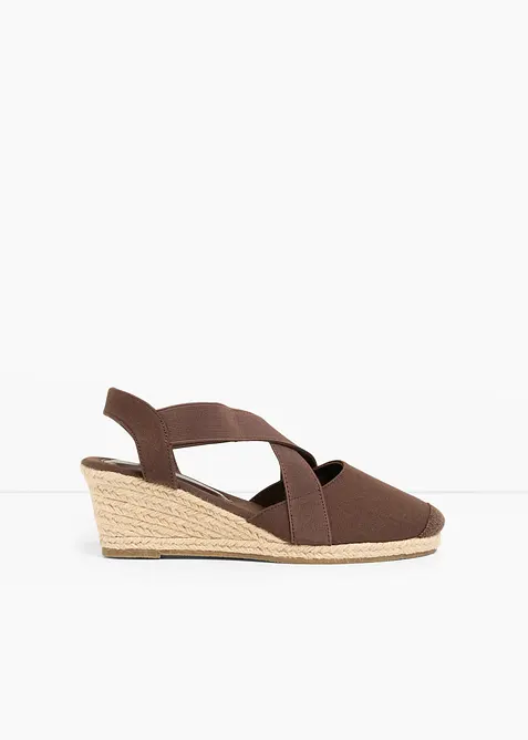 Sandalett med kilklack och elastiska remmar, bonprix