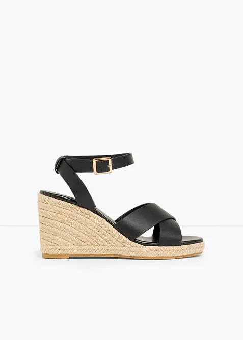 Sandalett med kilklack i baststil, bonprix