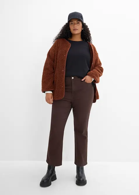Twillbyxa i kort bootcut-modell av bomullsmix, bonprix
