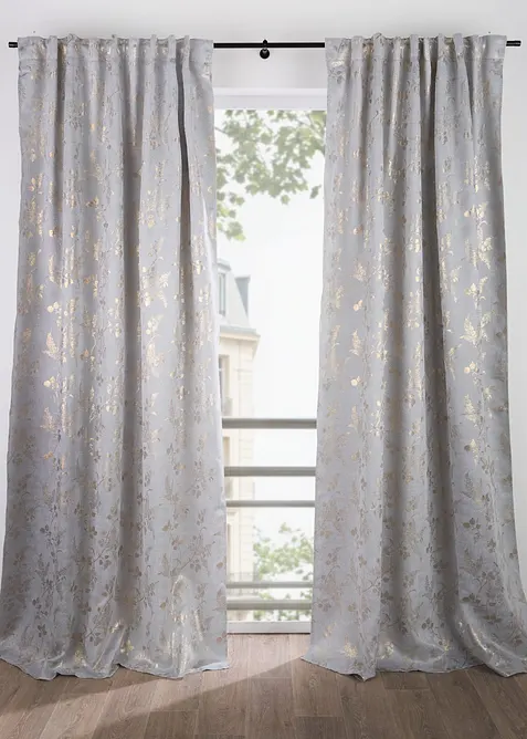 Gardinl&auml;ngd i glansig jacquardfleece (1-pack), bonprix