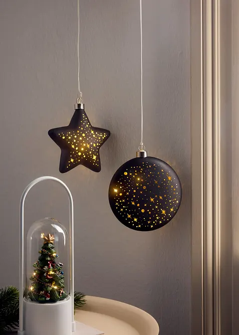 Prydnadsf&ouml;rem&aring;l med LED-belysning &ndash; julgran under glaskupa, bonprix