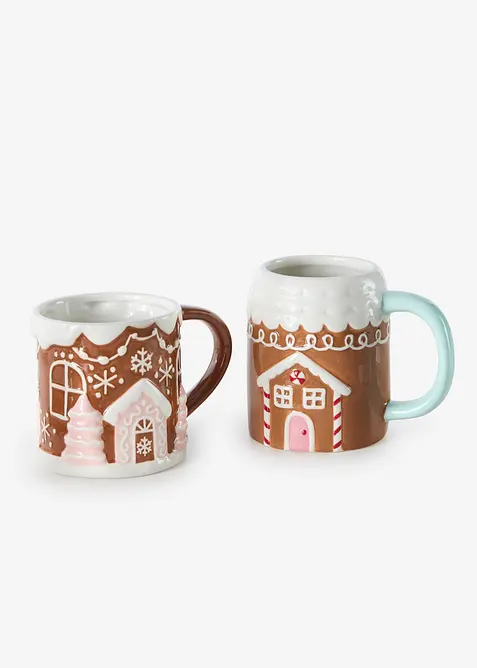Mugg med pepparkaksmotiv (2-pack), bonprix