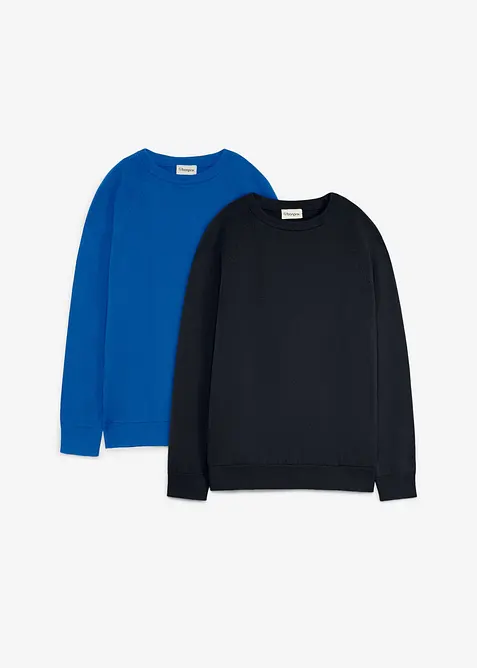 Finstickad tr&ouml;ja i ren bomull (2-pack), bonprix