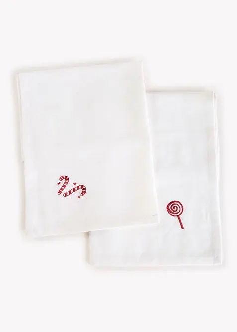 Tygservetter av ekologisk bomull med broderi (4-pack), bonprix