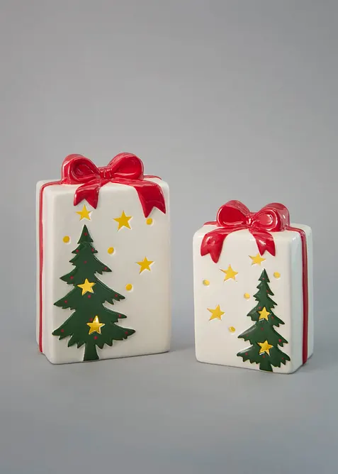 Prydnadsf&ouml;rem&aring;l med LED-belysning &ndash; julklappar (2 delar), bonprix