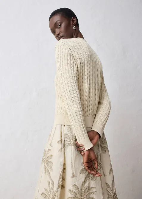 H&aring;lm&ouml;nstrad cardigan med lin, bonprix