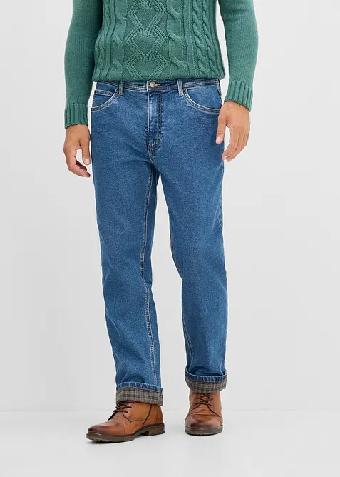 Classic Fit Jeans med mjukt flanellfoder, Straight, bonprix