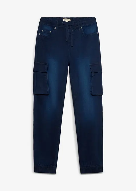 Slim Fit cargo-jeans av joggermaterial med res&aring;rmidja, Straight, bonprix
