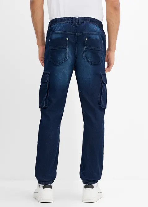 Slim Fit cargo-jeans av joggermaterial med res&aring;rmidja, Straight, bonprix
