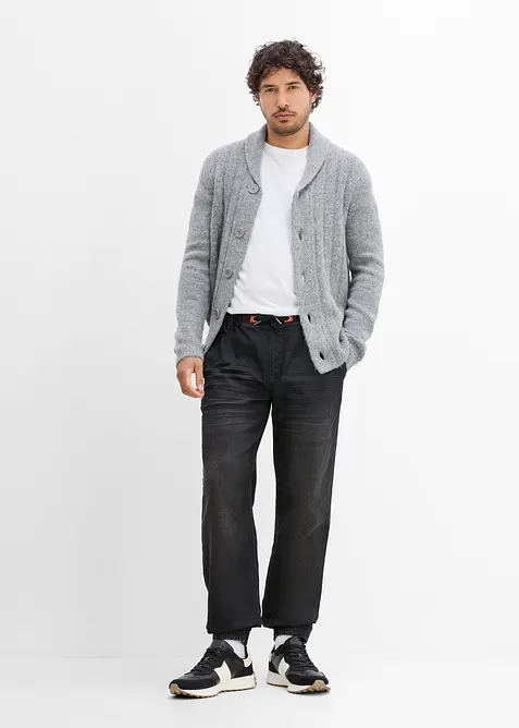 Joggerjeans i Regular fit med res&aring;rmidja, straight, bonprix