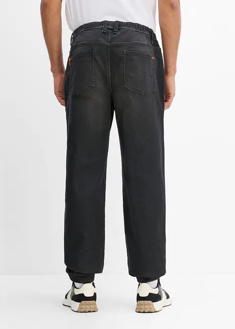 Joggerjeans i Regular fit med res&aring;rmidja, straight, bonprix