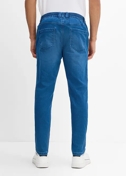 Joggerjeans, Regular Fit med res&aring;rmidja, Tapered, bonprix
