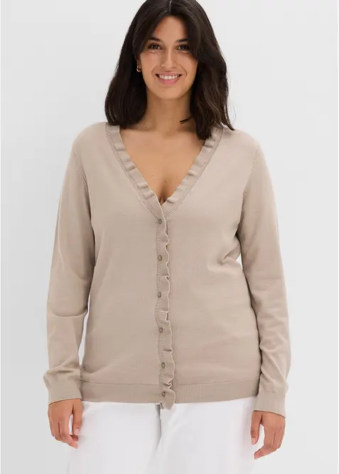 Finstickad cardigan av viskosmix med mjukt fall, bonprix