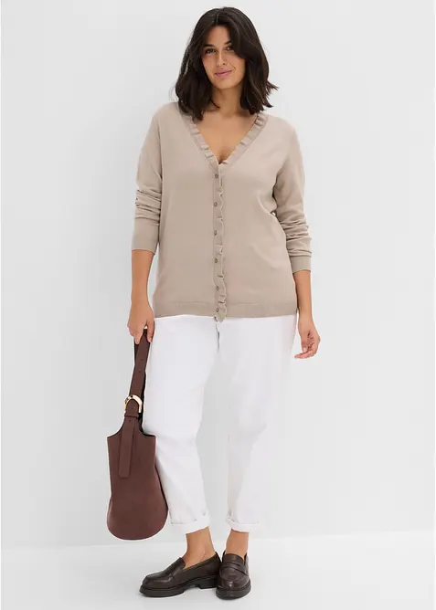 Finstickad cardigan av viskosmix med mjukt fall, bonprix