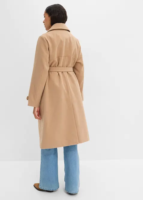 Vintertrenchcoat med yllelook, bonprix