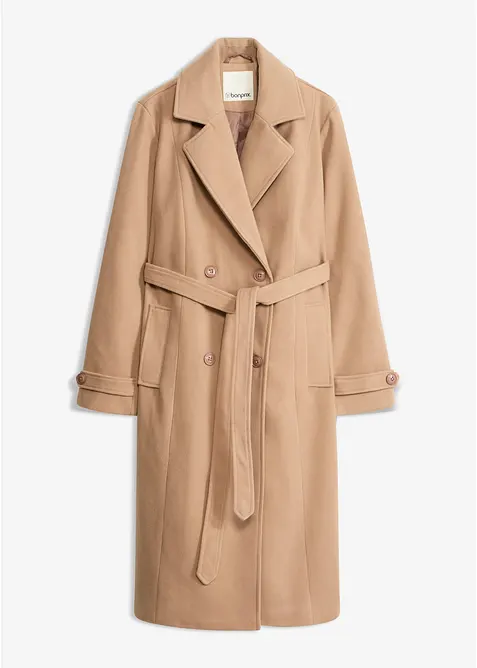 Vintertrenchcoat med yllelook, bonprix