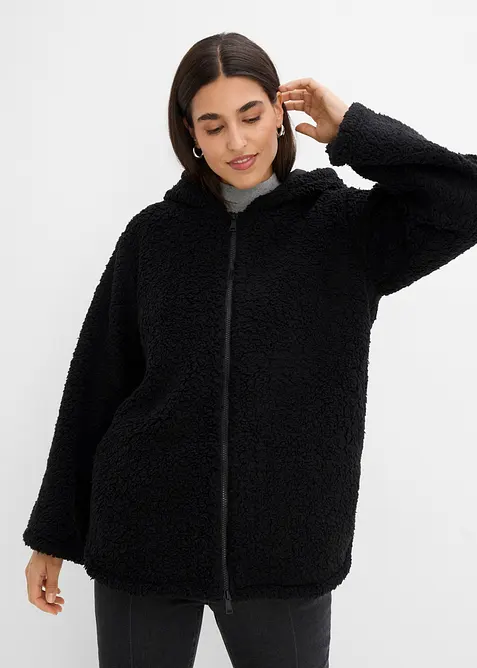 A-linjeformad teddyfleecejacka med slits i sidan, bonprix