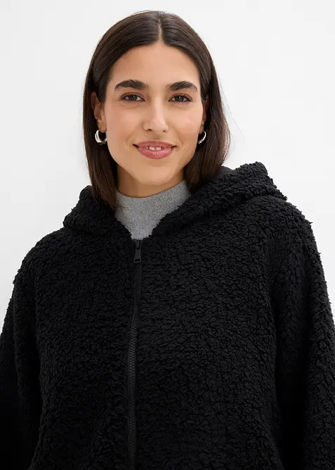 A-linjeformad teddyfleecejacka med slits i sidan, bonprix