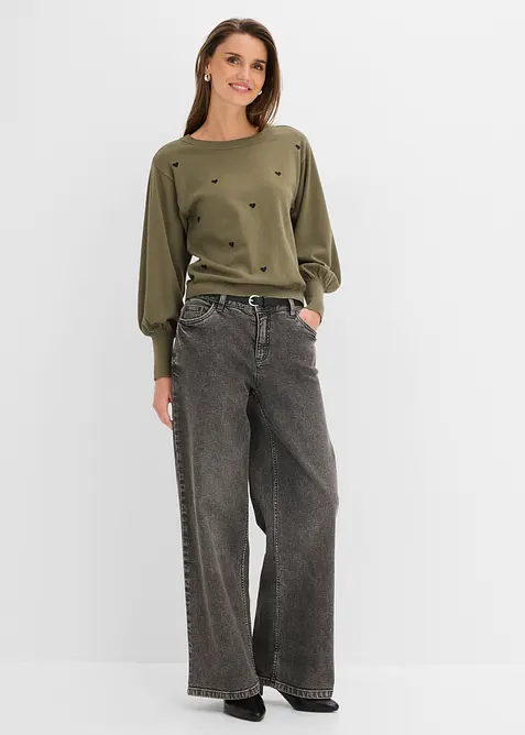 Finstickad tr&ouml;ja av viskosmix, bonprix