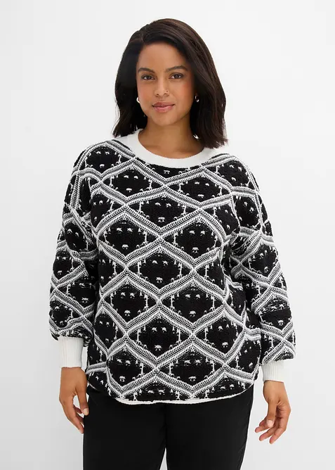 Stickad tr&ouml;ja i kantig modell, bonprix