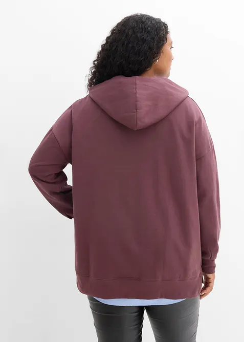 Sweatshirt med huva, i ren bomull, bonprix