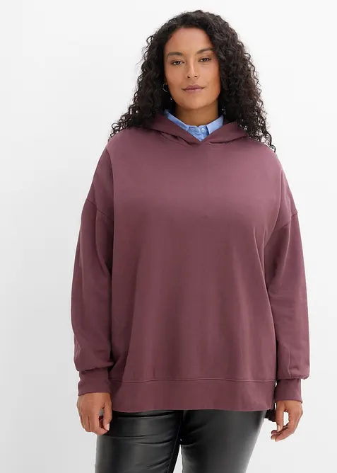 Sweatshirt med huva, i ren bomull, bonprix