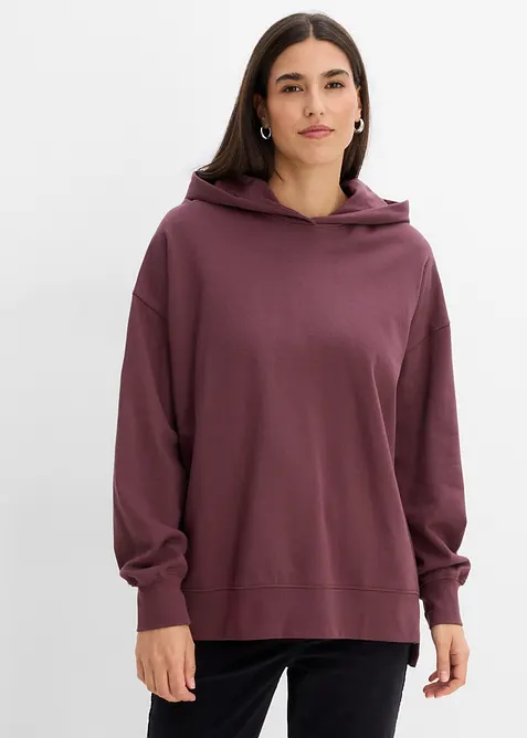 Sweatshirt med huva, i ren bomull, bonprix