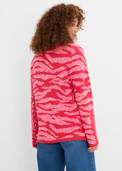 Finstickad tr&ouml;ja med tryckt leopardm&ouml;nster, bonprix